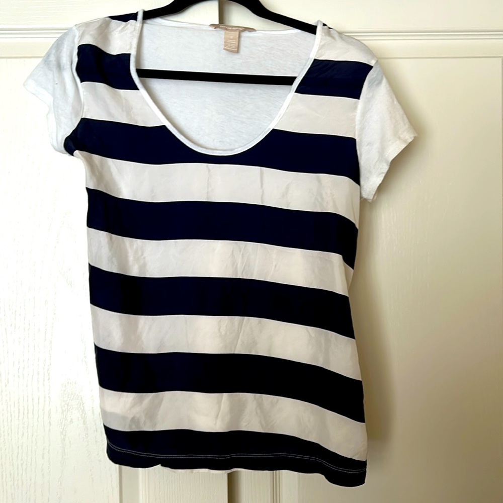 Banana Republic 100% Silk Striped Top Size Small